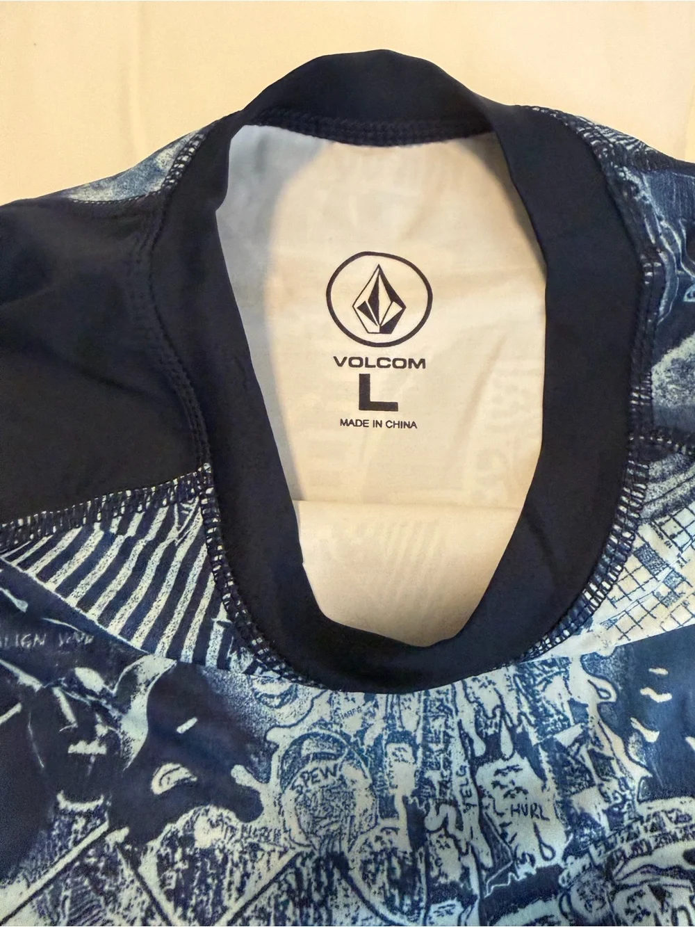 Volcom Navy and Light Blue Checkerboard Swim Rashguard